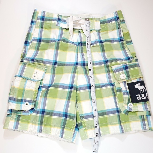 Abercrombie Fitch 28in Mens Small Plaid Board Shorts Swim Trunks Cargo Beachwear - Picture 8 of 12